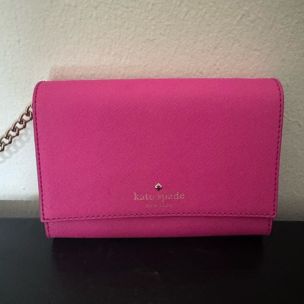 Kate Spade Pink Clutch with Gold Accents